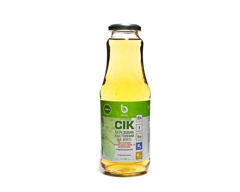 Birch sap without sugar with mint 1.0 L, (TM Bjuice)