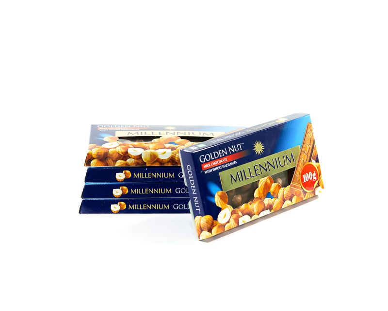 Milk chocolate “Millennium Gold” with whole hazelnuts 100 g