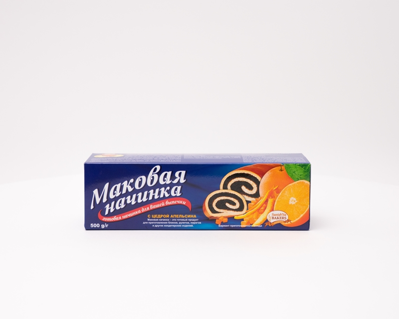 حشوة الخشخاش مع برش البرتقال (منتج نصف نهائي للمخابز والحلويات المبستر) ، 500غ TM 