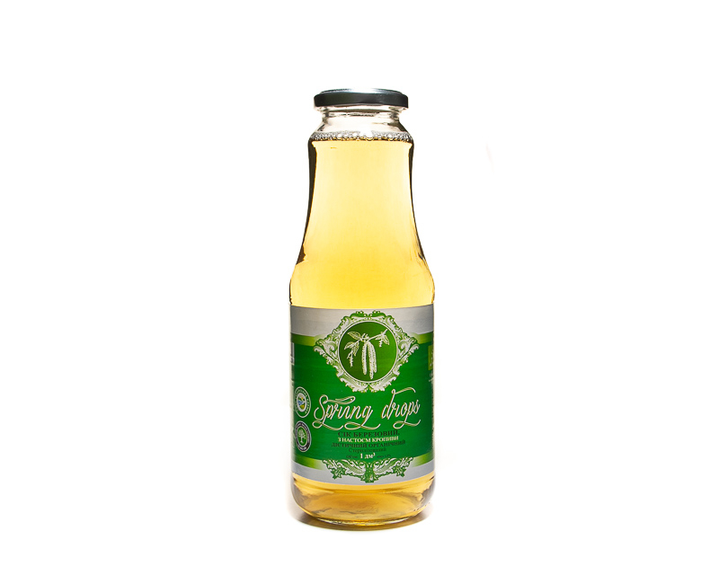 عصير البتولا العضوي، بدون سكر، بتسريب نبات القراص، 1.0 لتر، العلامة التجارية ''Spring Drops''