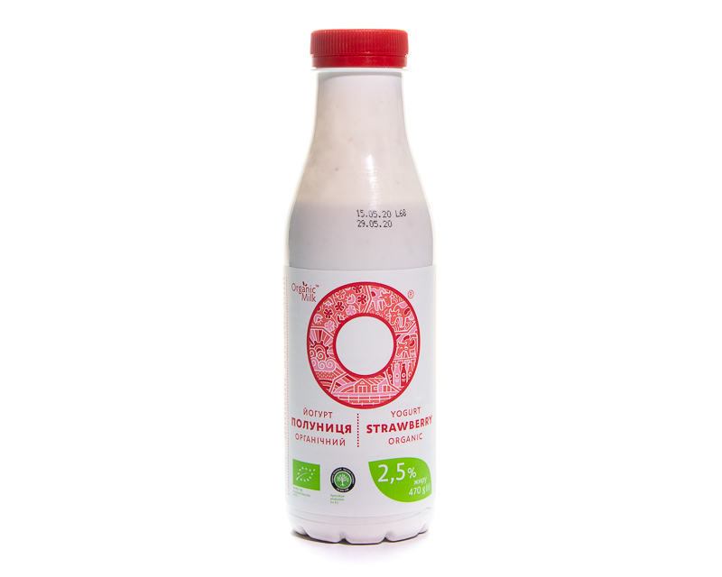 Fettes Bio Trink-Joghurt mit dem Füllstoff „Erdbeere“ 2,5% Fett