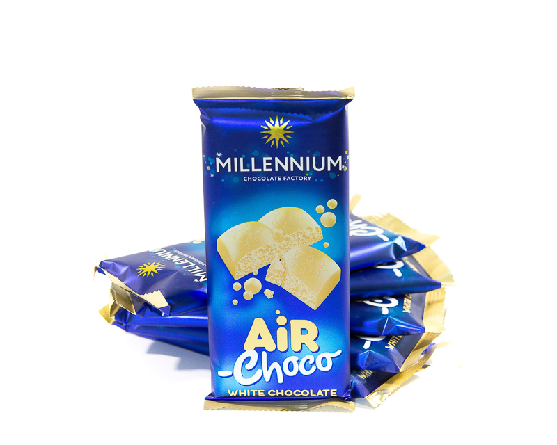 Belüftete Schokolade «Millennium» weiß 80 g