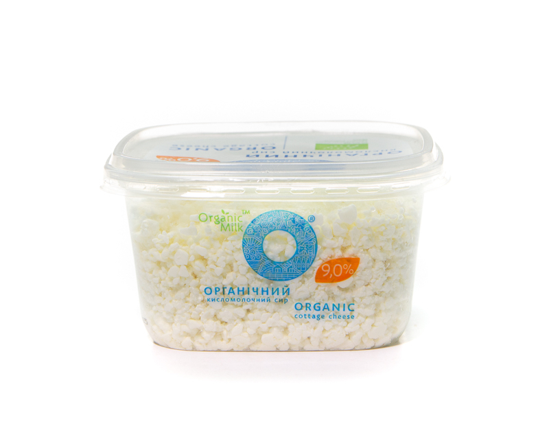 Organic sour milk cottage cheese 9% fat