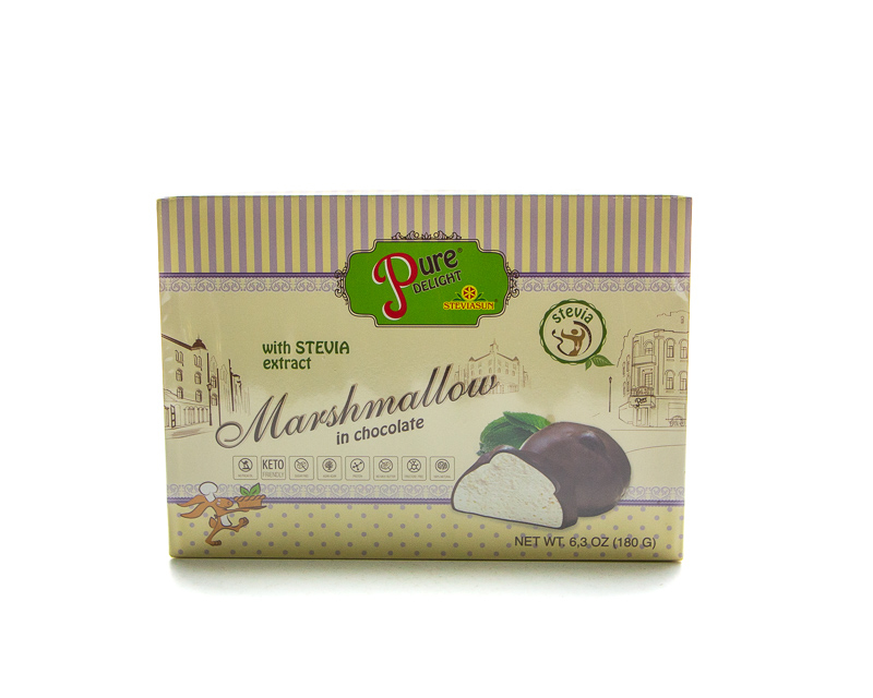 Marshmallow covered with chocolate with stevia «Pure Delight», 180g «STEVIASUN corp. Ltd»