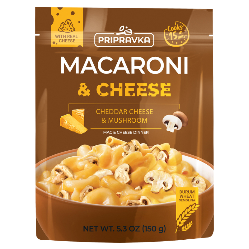 MACARONI AND CHEESE WITH CHEDDAR CHEESE & MUSHROOM